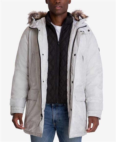 michael kors men's hooded bib snorkel parka black|Michael Kors Mens Faux Fur Warm Parka Coat .